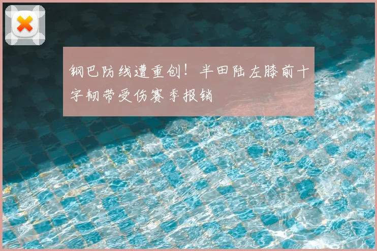 钢巴防线遭重创!半田陆左膝前十字韧带受伤赛季报销